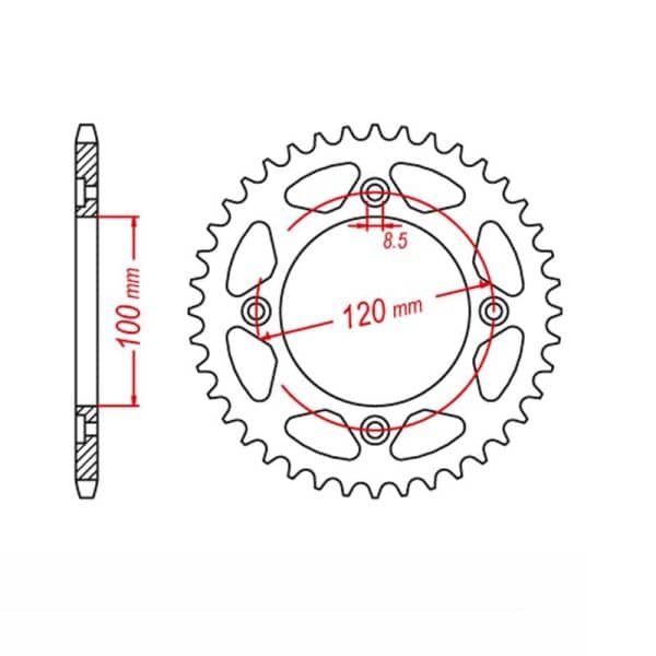 Set lanț DID 428VX, culoare standard, Betamotor RR125 LC Motard (4 timpi), an model 2011-2017