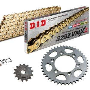 Set lanț DID 525ZVM-X2, culoare auriu, Suzuki GSX-R750, an model 1998-1999