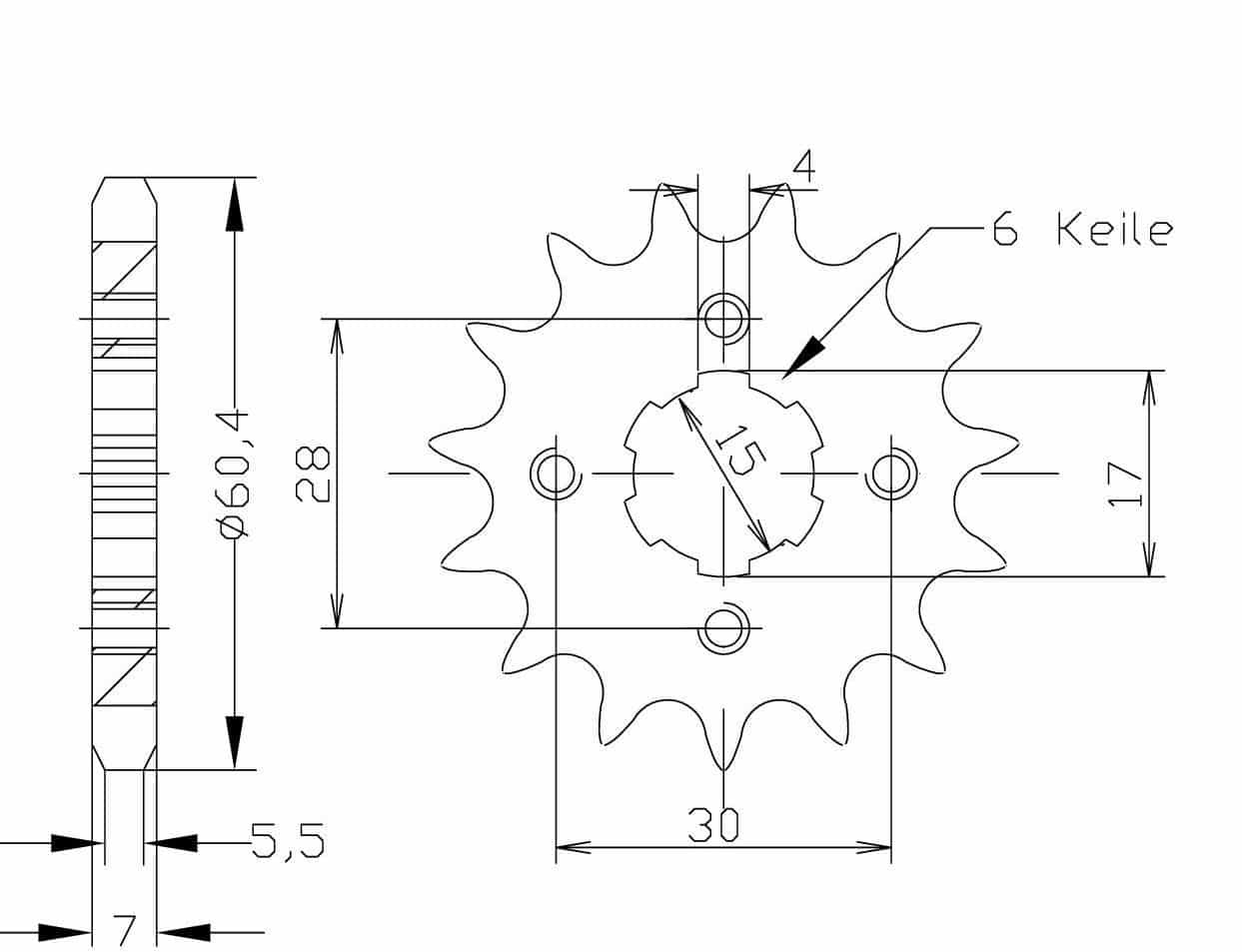 Set lanț DID 428VX, culoare standard, Kawasaki KLX125, an model 2010-2014