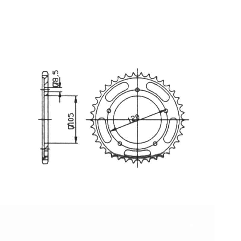 Set lanț DID 428VX, standard de culoare, Sachs ZZ125, tip 660, an model 1997-2001