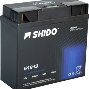 Baterie moto litiu SHIDO 51913 LiFePO4 12V 8Ah 480A – înlocuiește YT19BL-BS / 51913