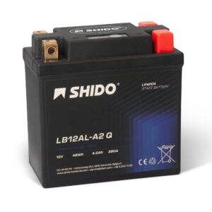 Baterie moto litiu SHIDO LB12AL-A2 Q LiFePO4 12V 4Ah 280A – înlocuiește YB12AL-A2