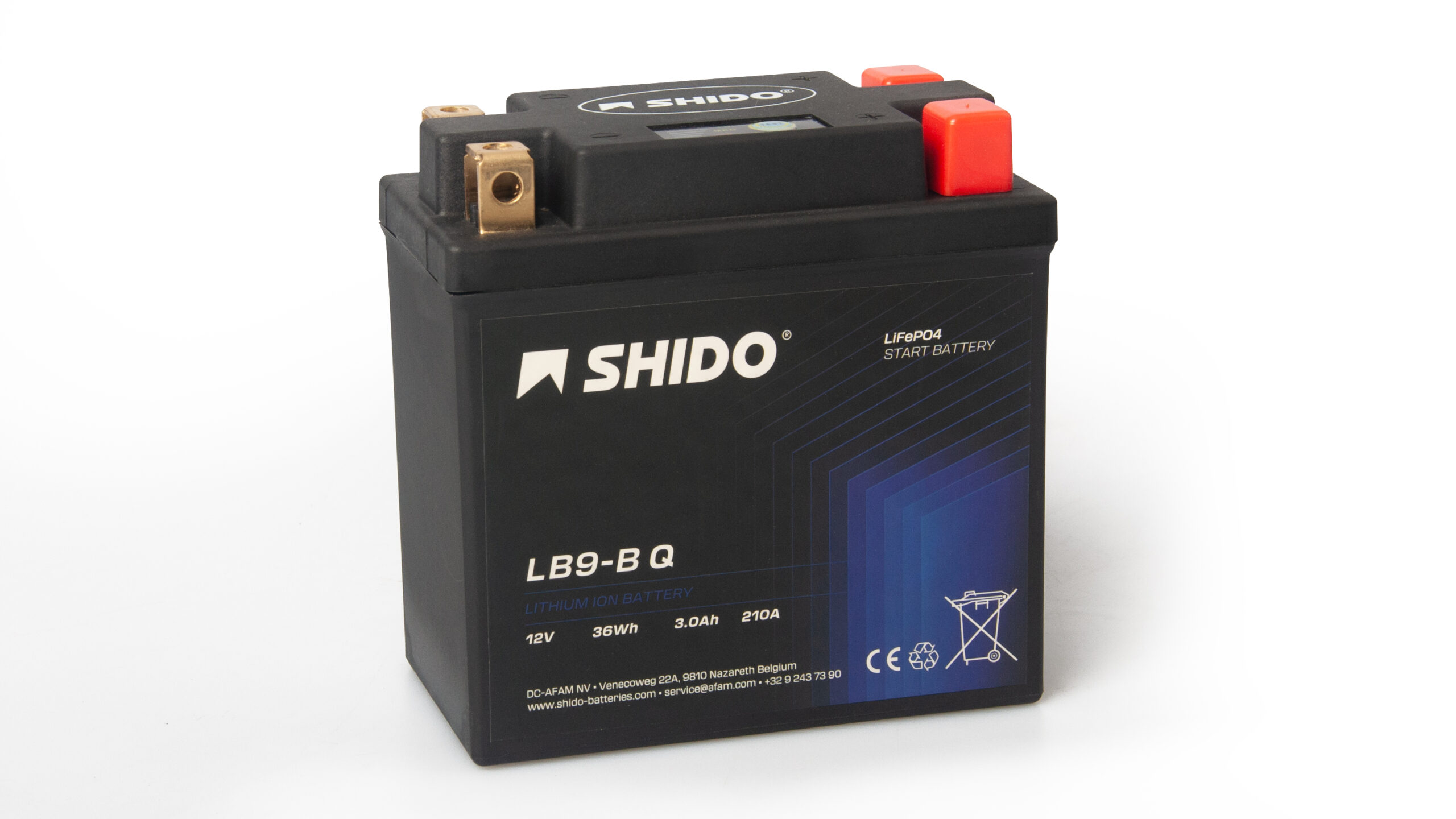 Baterie moto litiu SHIDO LB9-B Q LiFePO4 12V 3Ah 210A – înlocuiește YB9-B