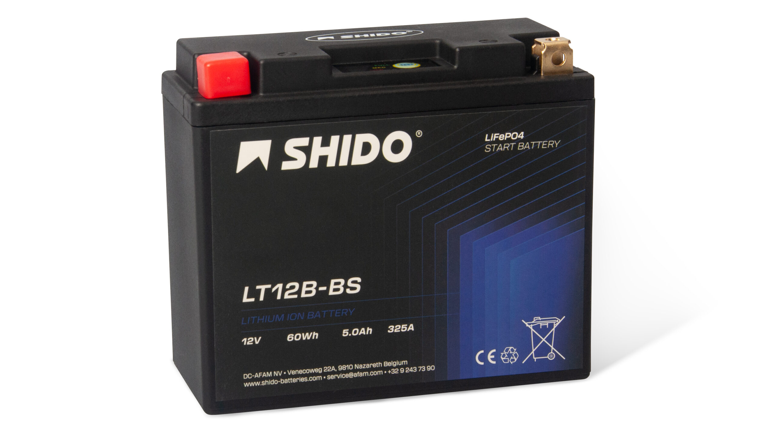 Baterie moto litiu SHIDO LT12B-BS LiFePO4 12V 5Ah 325A – înlocuiește YT12B-BS