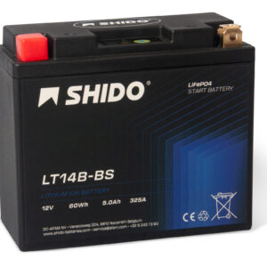 Baterie moto litiu SHIDO LT14B-BS LiFePO4 12V 5Ah 325A – înlocuiește YT14B-BS