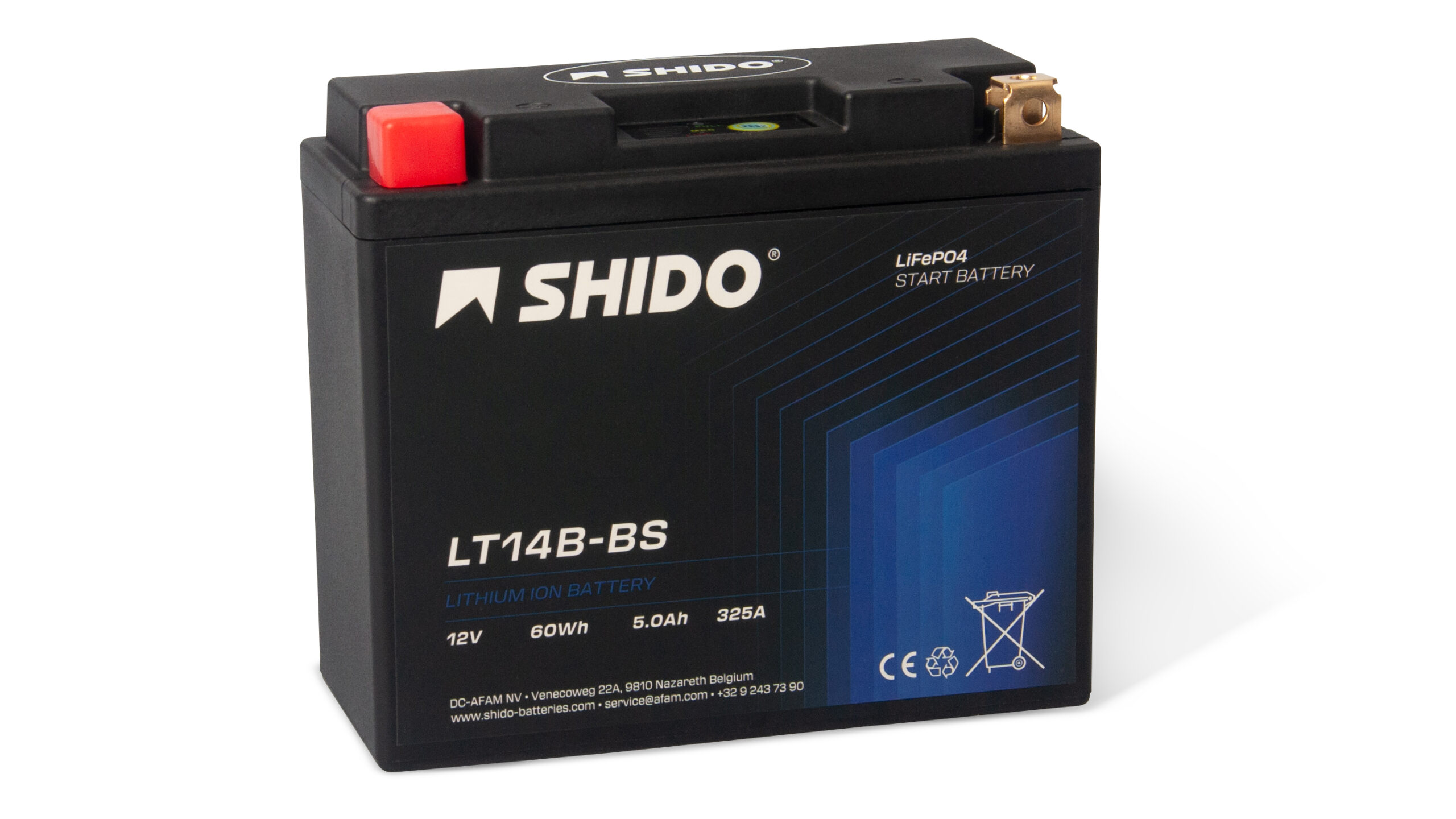 Baterie moto litiu SHIDO LT14B-BS LiFePO4 12V 5Ah 325A – înlocuiește YT14B-BS