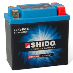 Baterie moto litiu SHIDO LTX14AHL-BS Q LiFePO4 12V 4Ah 280A – înlocuiește YTX14AHL-BS