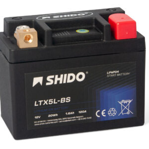 Baterie moto litiu SHIDO LTX5L-BS LiFePO4 12V 1,6Ah 120A – înlocuiește YTX5L-BS