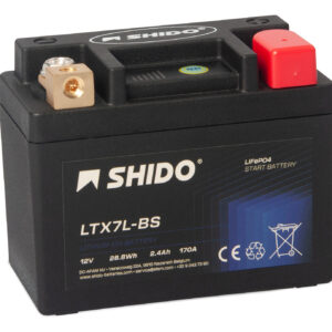 Baterie moto litiu SHIDO LTX7L-BS LiFePO4 12V 2,4Ah 170A – înlocuiește YTX7L-BS