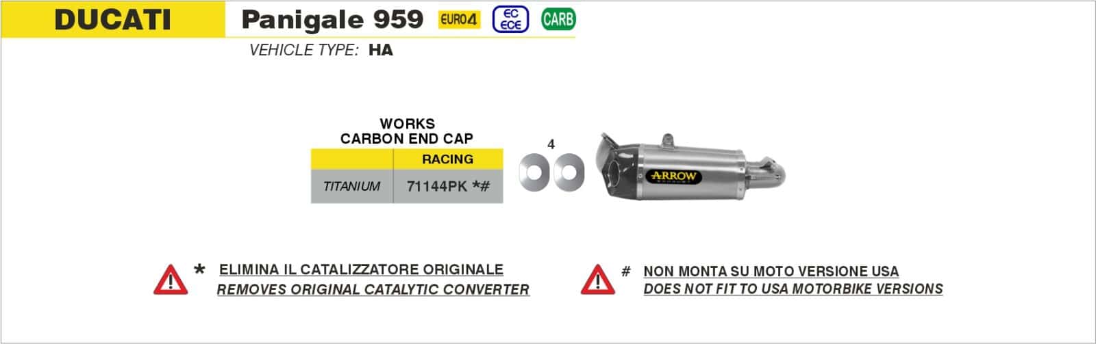 Schema de montaj ARROW pentru Ducati Panigale 959 2016-2019