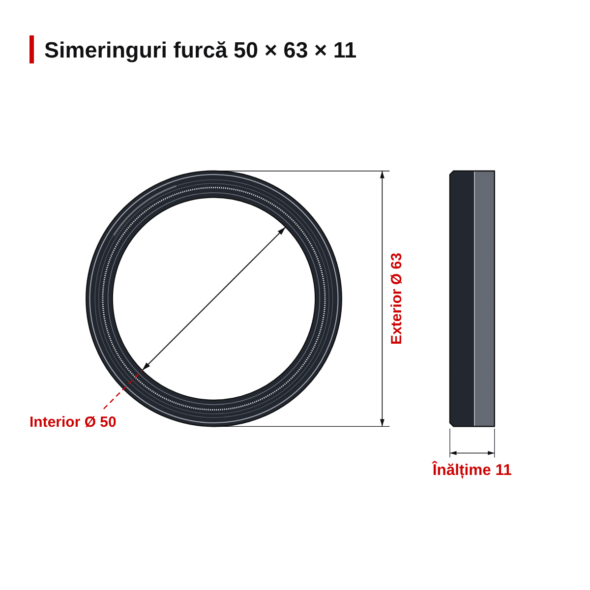 Simeringuri furcă moto ARI093 50 x 63 x 11 mm – dimensiuni