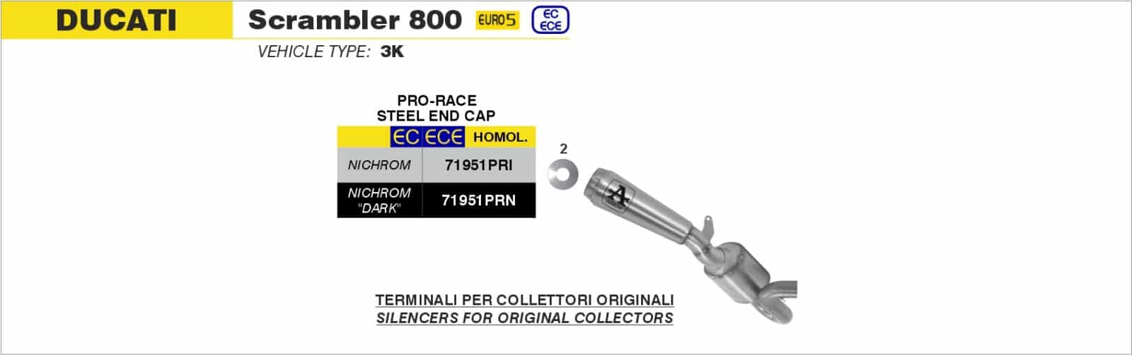 Schema de montaj ARROW pentru Ducati Scrambler 800 2021-2022