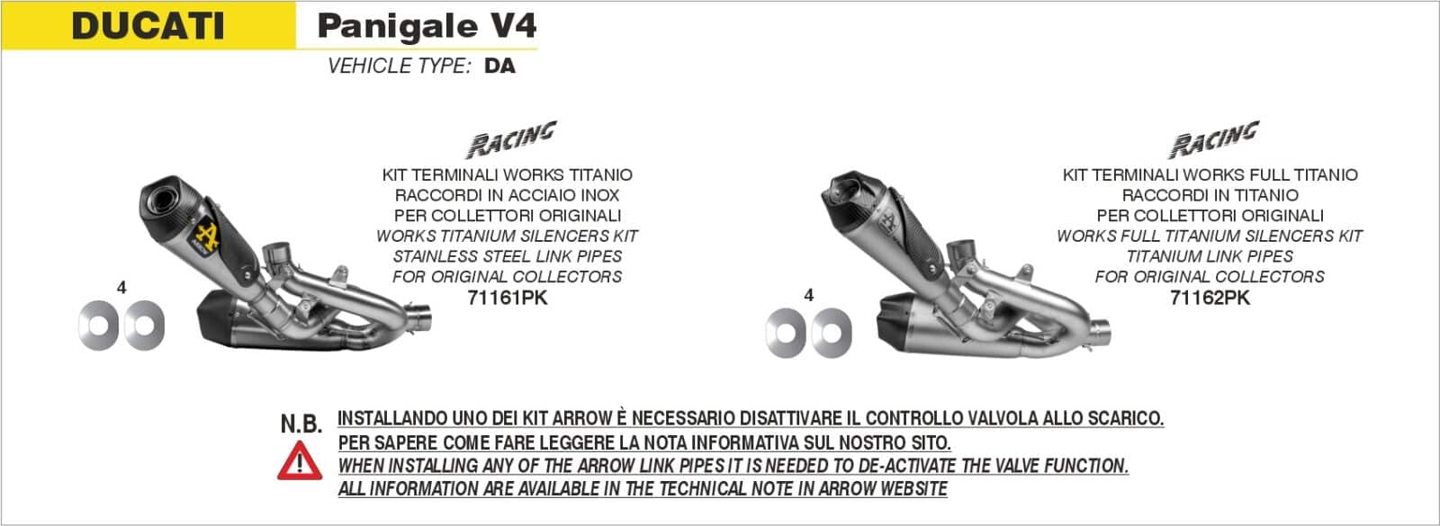 Schema de montaj ARROW pentru Ducati Panigale V4 2018-2024 / Streetfighter V4 2020-2024