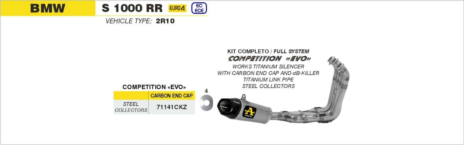 Schema de montaj ARROW pentru BMW S 1000 RR 2017-2018