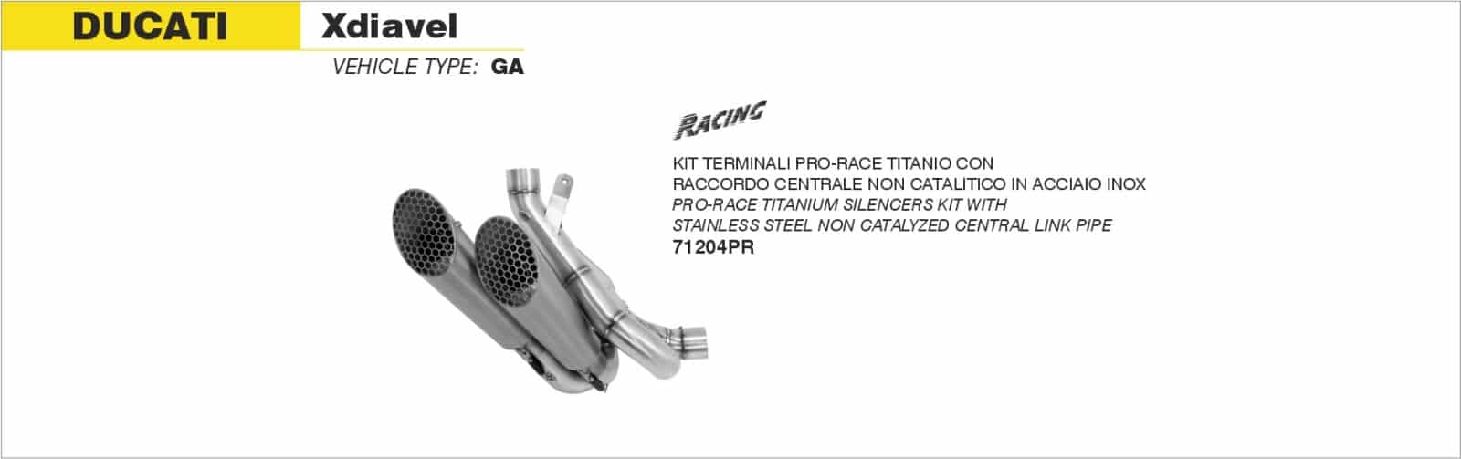 Schema de montaj ARROW pentru Ducati XDiavel 2016-2020