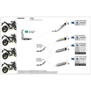 Țeavă intermediară ARROW Racing pentru Kawasaki Z800 2013-16, fără catalizator