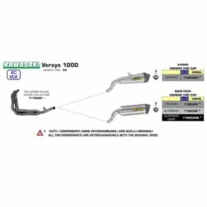Tobă finală ARROW Race-Tech pentru Kawasaki VERSYS 1000 2019-2020, Oțel închis (Dark)