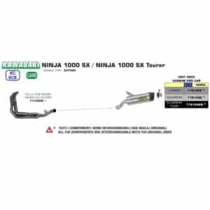 Galerie evacuare ARROW Racing Oțel inoxidabil pentru Kawasaki Ninja 1000SX din anul modelului 2020, fără catalizator