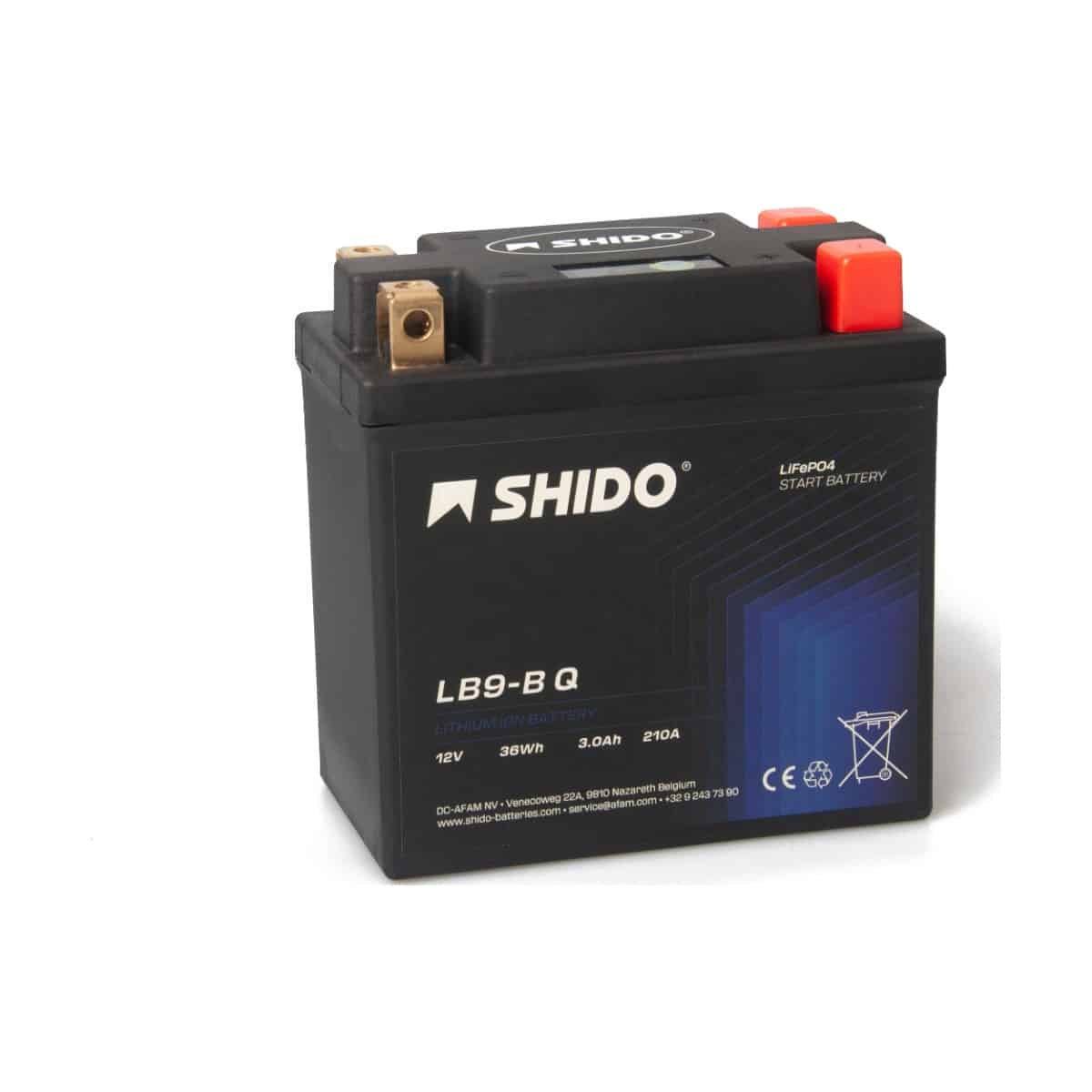 Baterie moto litiu SHIDO LB9-B Q LiFePO4 12V 3Ah 210A – înlocuiește YB9-B