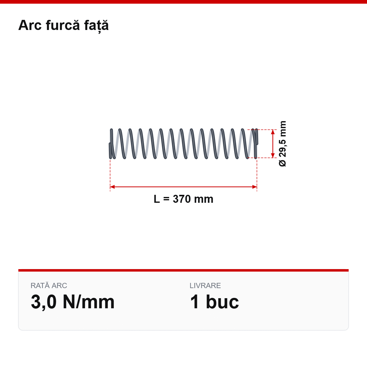 Desen tehnic arc furcă față Ø29,5 × 370 mm, 3,0 N/mm