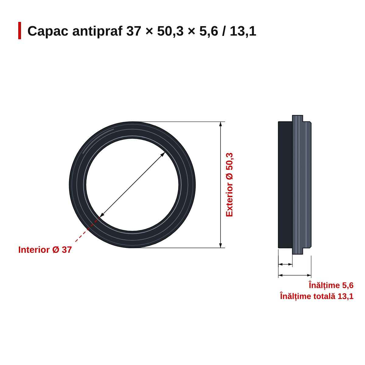 Capace antipraf furcă NOK 37x50.3x5.6/13.1 SHOWA 37 – Set 2 buc. – dimensiuni