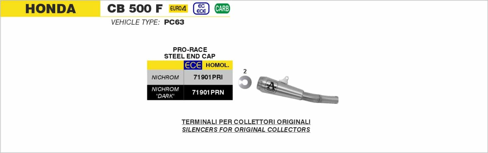 Schema de montaj ARROW pentru Honda CB 500 F 2019-2020 / CBR 500 R 2019-2020