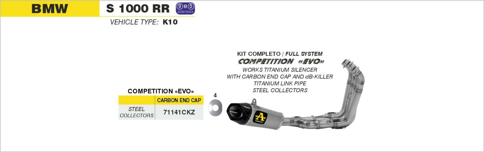 Schema de montaj ARROW pentru BMW S 1000 RR 2015-2016 / S 1000 RR 2017-2018
