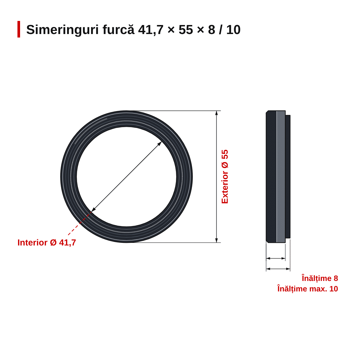 Simeringuri furcă 41.7x55x8/10 Showa K-Tech – dimensiuni