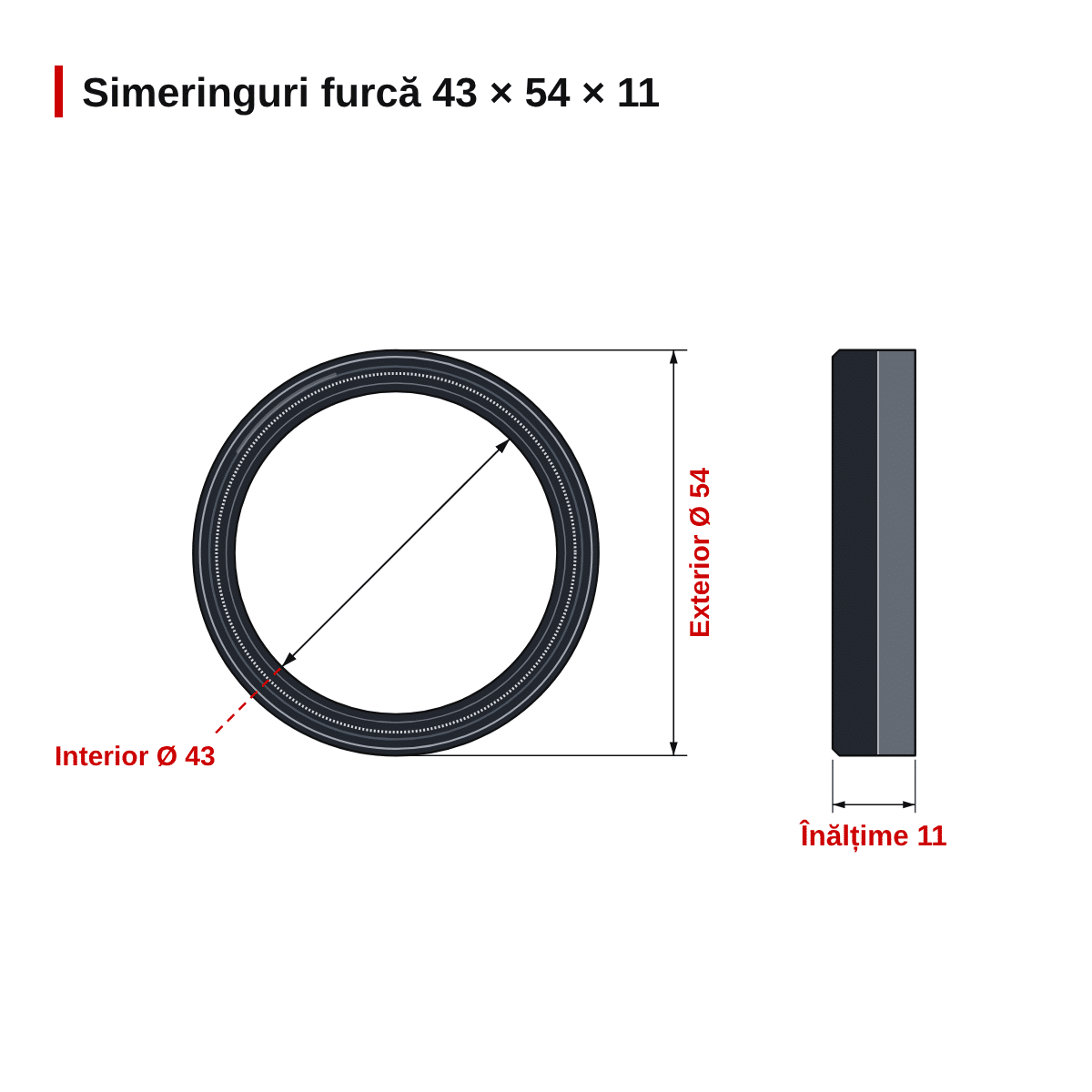 Simeringuri furcă moto NOK 43x54x11 SHOWA – Set 2 buc. (FSS-015) – dimensiuni