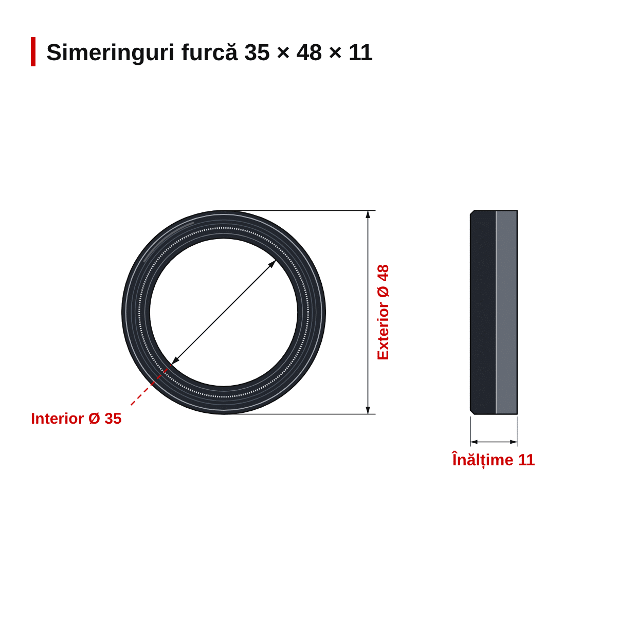 Simeringuri furcă moto NOK 35x48x11 SHOWA35/BUD35 – Set 2 buc. – dimensiuni